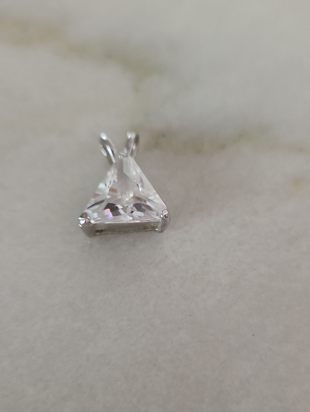 Silver Triangle CZ Pendant - Clear Stone